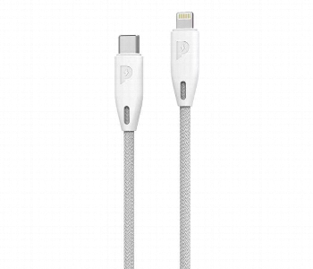 Powerology Braided Usb C To Lightning Cable 1.2M Or4Ft White Front View - ID 7152814