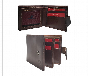 Express Delivery - Secure Push Button Leather Men Wallet Brown - ID 7153175