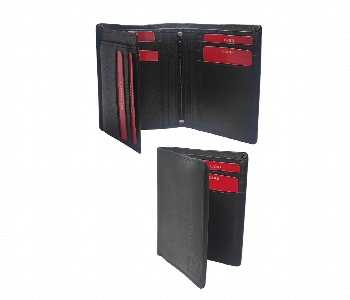 Express Delivery - Slim Double Fold Leather Wallet For Men Black - ID 7153192