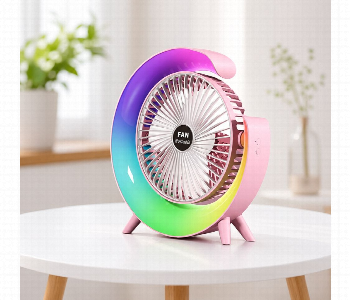 Express Delivery - Colorful Desktop Fan Usb Portable Mini Fan With Led Night Light Pink - ID 7153249