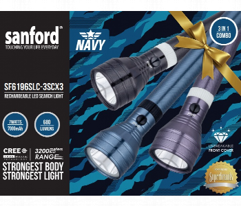 Express Delivery - Sanford Sf6196Slc Bs 7W 3 In 1 Rechargeable Cree Led Searchlight - ID 7153679