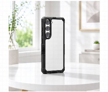 Express Delivery - Levelo Clara Hybrid Clear Case For Samsung Galaxy S23 Plus Black Transparent Protective Phone Cover - ID 7154021