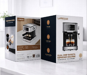 Express Delivery - Lepresso Digital Coffee Machine 15 Bar Pressure Pump 1 Point 5L Nespresso Compatible With Milk Steamer Black - ID 7154109