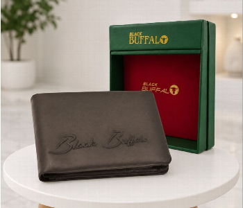 Express Delivery - Black Buffalo Premium Genuine Leather Mens Bi Fold Wallet Brown 1124 - ID 7154124