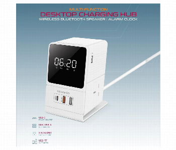 Express Delivery - Moxedo Multi Function Desktop Charging Hub With Adjustable Time And Alarm Tone Settings - ID 7154428