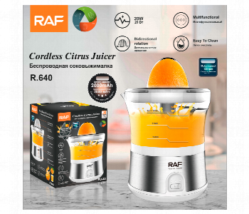Express Delivery - Raf Rechargeable Cordless Citrus Juicer 20W 130 Rpm 350Ml Capacity Easy Clean Multifunction Juicer - ID 7154791