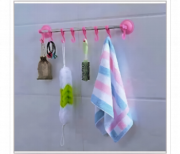 Express Delivery - Wall Mount 6 Hook Towel Hanger With Suction Cups - ID 7155580