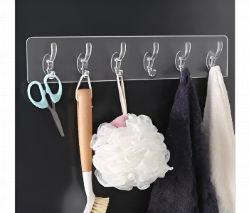 Express Delivery - Transparent Wall Mount Hanger With 6 Hooks - ID 7155766