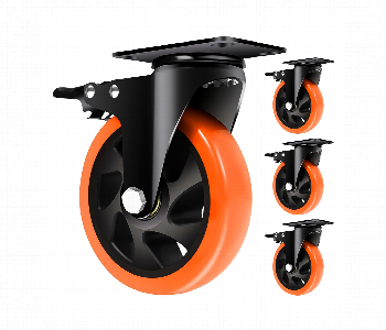 Express Delivery - Caster Wheel 4 Inch Swivel With Brake Orange And Black 1 Piece - ID 7155978