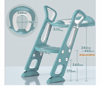 Express Delivery - Foldable Potty Training Seat With Adjustable Step Stool Ladder Green - ID 7155984
