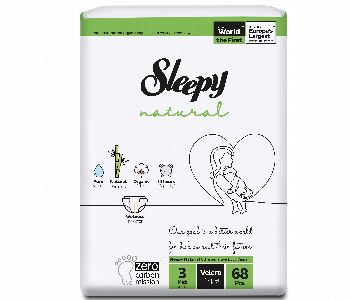 Express Delivery - Sleepy Natural Velcro Diapers No 3 Midi 68Pcs - ID 7156008