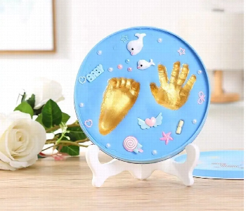Express Delivery - Baby Hand And Foot Print Gift Photo Frame Keepsake With Safe Air Dry Clay And Gift Box Blue - ID 7156031