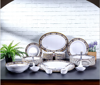 Express Delivery - Royalford Dinner Set Rf12490 56Pc Melamine Blue - ID 7156682
