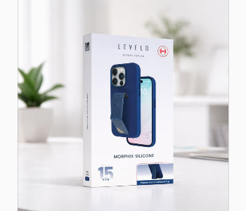 Express Delivery - Levelo Morphix Silicone Case With Leather Grip For Iphone 15 Pro Deep Blue Lvlmsl15Pdb - ID 7158250