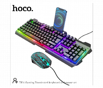 Express Delivery - Hoco Di16 Gaming Keyboard And Mouse Set Rgb Wired - ID 7158576