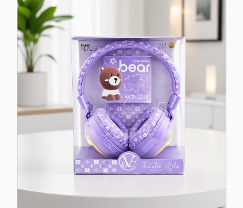 Express Delivery - Teddy Bear Wireless Over Ear Bluetooth Headphones For Kids Purple Akz 601B - ID 7158587