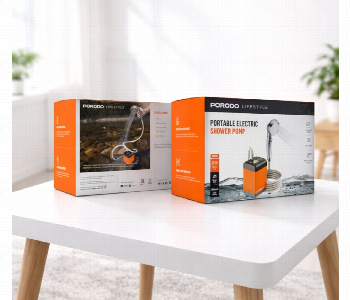 Express Delivery - Porodo Portable Shower With Thermometer Pdlfst021 Orange Cordless Camping Shower - ID 7158909