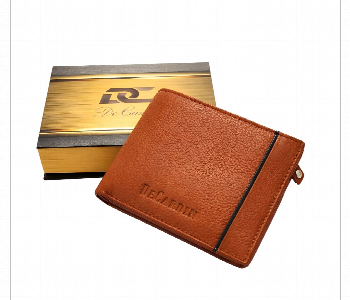 Express Delivery - Men S Brown Leather Bi Fold Wallet With Zipper Coin Pocket - ID 7159077