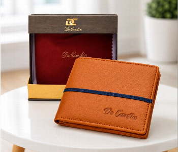 Express Delivery - Decardin D1015 Tan Elegant Bi Fold Leather Wallet For Men Multiple Card Slots Cash Compartment And Coin Pocket - ID 7159097