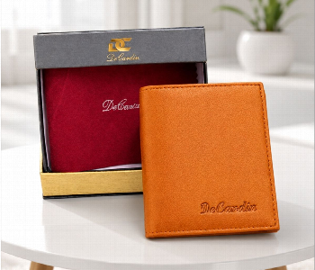 Express Delivery - Decardin D1021 Tan Premium Bi Fold Leather Wallet For Men Card Slots Cash Compartment And Coin Pocket - ID 7159153