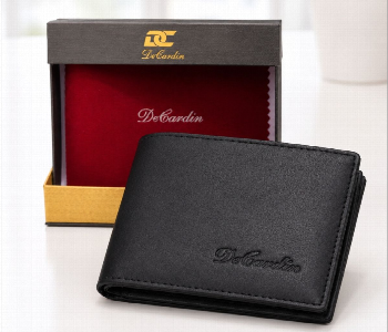 Express Delivery - Decardin D1019 Bk Mens Genuine Leather Bi Fold Wallet Multiple Card Slots Cash Compartment Slim Classic Design Black - ID 7159159