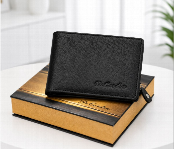 Express Delivery - Decardin D1025 Bk Premium Zipper Bi Fold Leather Wallet For Men Black Multiple Card Slots Id Window Coin Pocket - ID 7159178