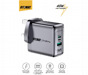 Express Delivery - Otomat Ot 355 45W Gan Charger Usb C Pd Usb A Lightning - ID 7159212