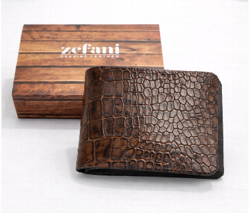 Express Delivery - Zefani Genuine Leather Wallet Crocodile Texture Brown - ID 7159286