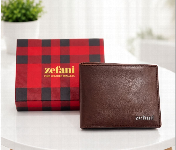 Express Delivery - Zefani Classic Bifold Genuine Leather Wallet Azpl2411 Bw Brown Mens Wallet With Card Slots And Cash Compartment - ID 7159289