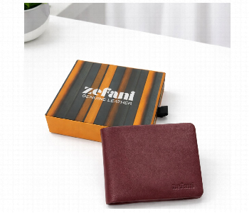 Express Delivery - Zefani Genuine Leather Bi Fold Wallet For Men With Coin Pouch Maroon - ID 7159510