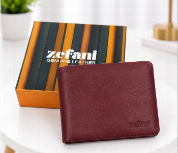 Express Delivery - Zefani Genuine Leather Bi Fold Wallet For Men 1206 Mrn Maroon With Coin Pouch Card Slots And 2 Cash Compartments - ID 7159510