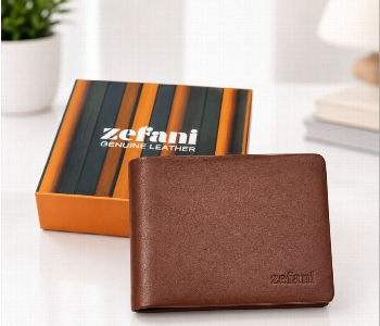 Express Delivery - Zefani Genuine Leather Bi Fold Wallet For Men 1206 Tan With Coin Pouch Card Slots And 2 Cash Compartments - ID 7159511