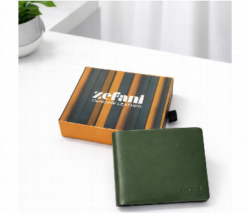 Express Delivery - Zefani Premium Genuine Leather Bi Fold Wallet With Card Slots And Coin Pouch Green - ID 7159550