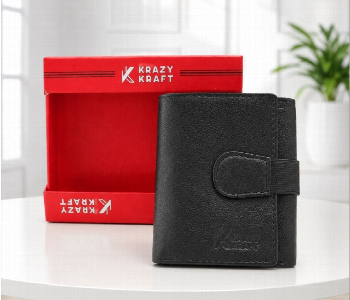 Express Delivery - Krazy Kraft Genuine Leather Tri Fold Wallet Gt 008 Bk Black Mens Wallet With Card Slots And Coin Pocket - ID 7159552