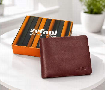Express Delivery - Zefani 1207 Mrn Genuine Leather Bi Fold Wallet For Men With Multiple Card Slots And Dual Cash Compartments Maroon - ID 7159563