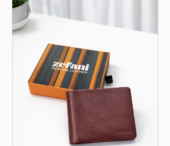 Express Delivery - Zefani Genuine Leather Bi Fold Wallet For Men Maroon - ID 7159563