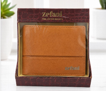 Express Delivery - Zefani Azpl2306 Tan Genuine Leather Bi Fold Wallet For Men With Multiple Card Slots Coin Pocket And Id Window - ID 7159616