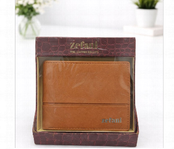 Express Delivery - Zefani Classic Genuine Leather Bi Fold Wallet For Men Tan - ID 7159616
