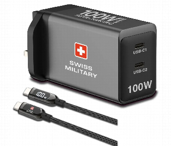Express Delivery - Swiss Military 100W Gan Ii Dual Usb C Charger Grey - ID 7161737