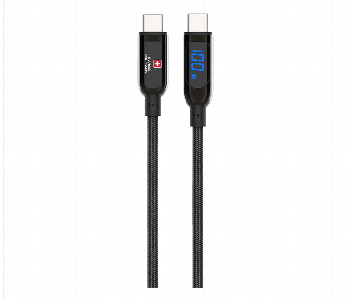 Express Delivery - Swiss Military 100W Usb C To Usb C Braided Cable With Led 1M Black - ID 7161755
