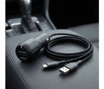 Express Delivery - Belkin Dual Usb Car Charger 24W 2 Port Usb A Fast Black - ID 7161970
