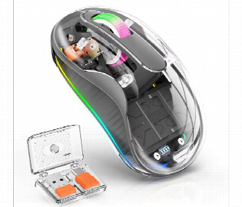 Express Delivery - Coteci Dual Receiver Crystal Mouse Transparent With Rgb Lighting - ID 7162037