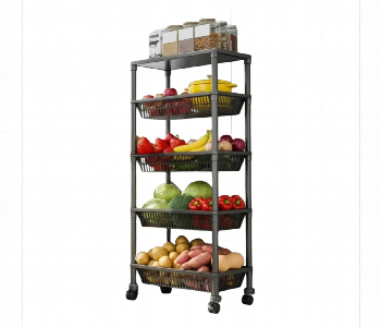 Express Delivery - 5 Tier Floor Storage Rack With Wheels Basket Shelves - ID 7162111