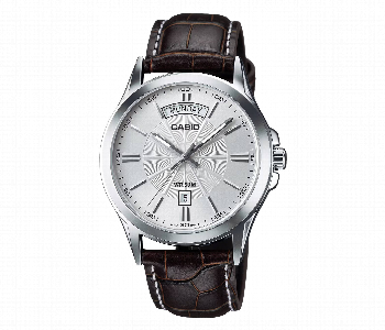Express Delivery - Casio Mtp 1381L 7Avdf Men Analog Watch Genuine Leather Strap Day Date Display 50M Water Resistant - ID 7162474