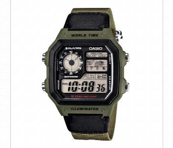 Express Delivery - Casio Ae1 200Whb 3Bvdf Mens Youth Series Digital Watch Green And Black - ID 7162487