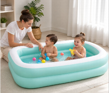 Express Delivery - Intex Inflatable Family Swimming Pool Rectangular Above Ground Pool For Kids And Adults 137 Gallon Sky Blue - ID 7162650