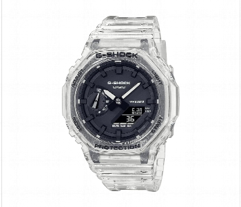 Express Delivery - Casio G Shock Ga 2100Ske 7 Mens Analog Digital Skeleton Watch Transparent Resin Strap 200M - ID 7162675