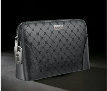 Yesido Clutch Bag Genuine Leather Zipper Black Front View - ID 7162707