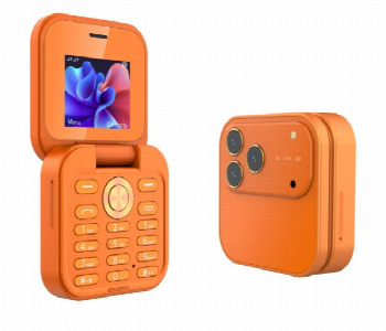 Express Delivery - 2026 17 Pro Orange Edition Mini Flip Mobile Phone Dual Sim Unlocked Foldable Small Display Compact Feature Phone Orange - ID 7162809