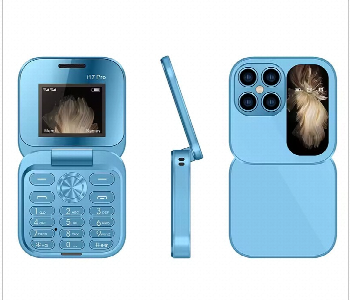 Express Delivery - 2026 17 Pro Edition Mini Flip Mobile Phone Dual Sim Unlocked Foldable Small Display Compact Feature Phone Blue - ID 7162913